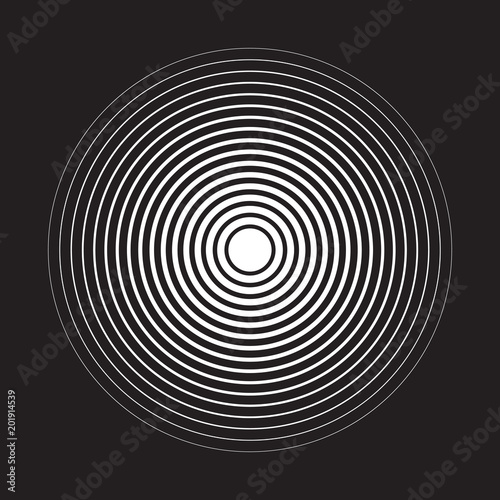 Concentric Circle Elements Backgrounds. Abstract circle pattern. Black and white graphics.
