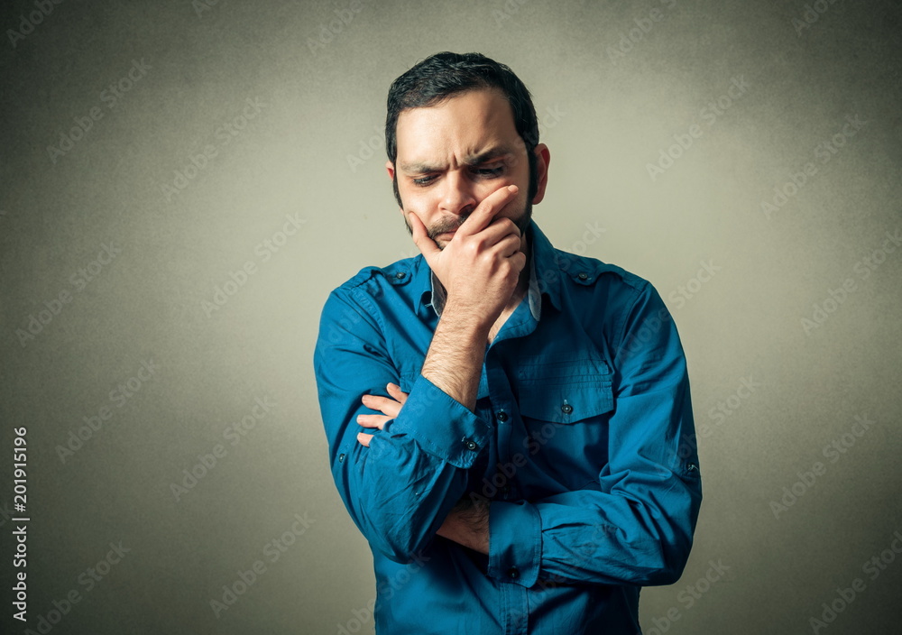 Portrait of the bearded man thinking Portrait of the bearded man thinking
