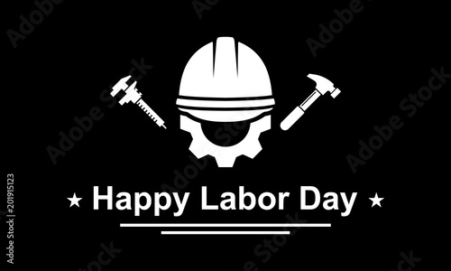 World Labour Day. Hardhat, caliper and hammer concept vector icon.