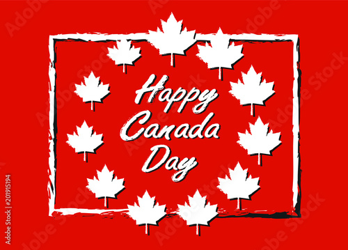 Happy Canada Day poster with maple leaf 