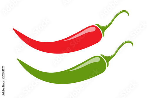 Icon red spicy pepper. Isolated on white. Vector