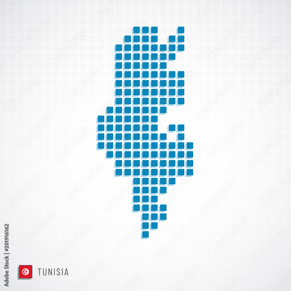 Tunisia map and flag icon