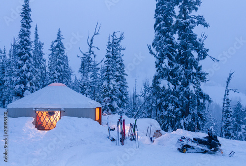 Backcountry Ski Yurt At Dusk