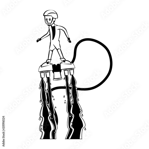 Flyboard Water sport cartoon vector illustration graphic design
