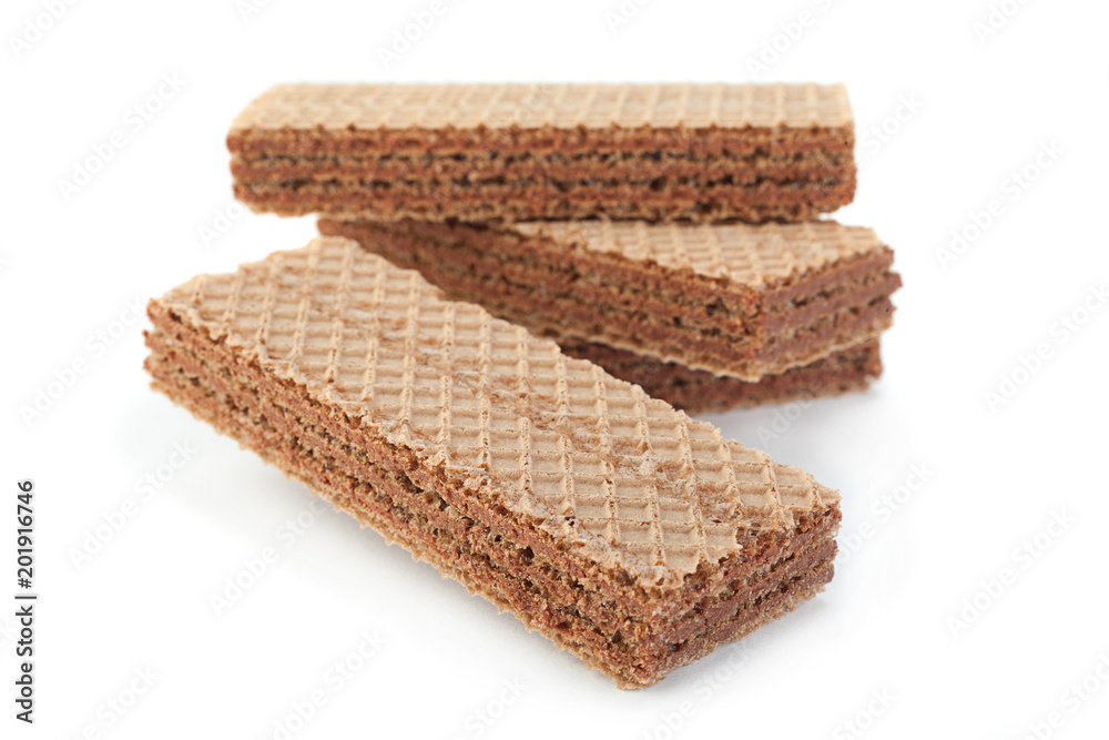 Brown wafers stick on white Brown wafers stick on white