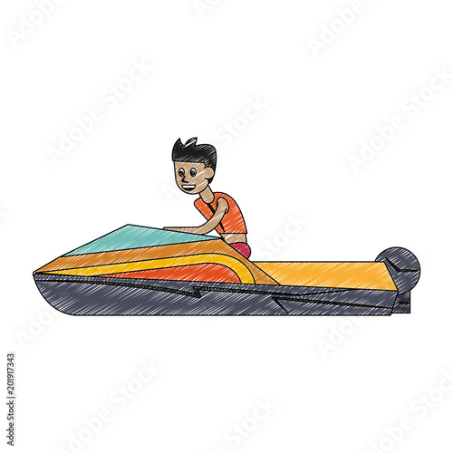 Racing sport boat Water sport cartoon vector illustration graphic design