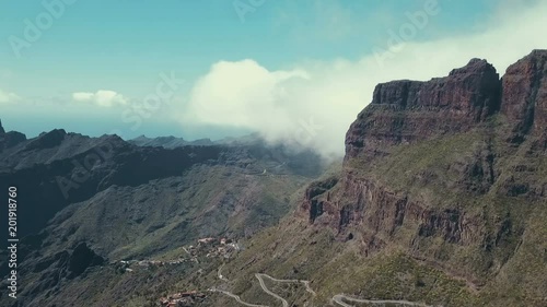 Beautiful aerial panorama of the Tenerife, drone shot along the wild in Canary Islands