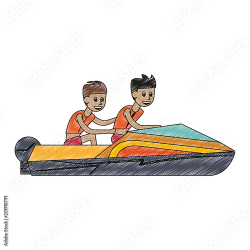 Racing sport boat Water sport cartoon vector illustration graphic design