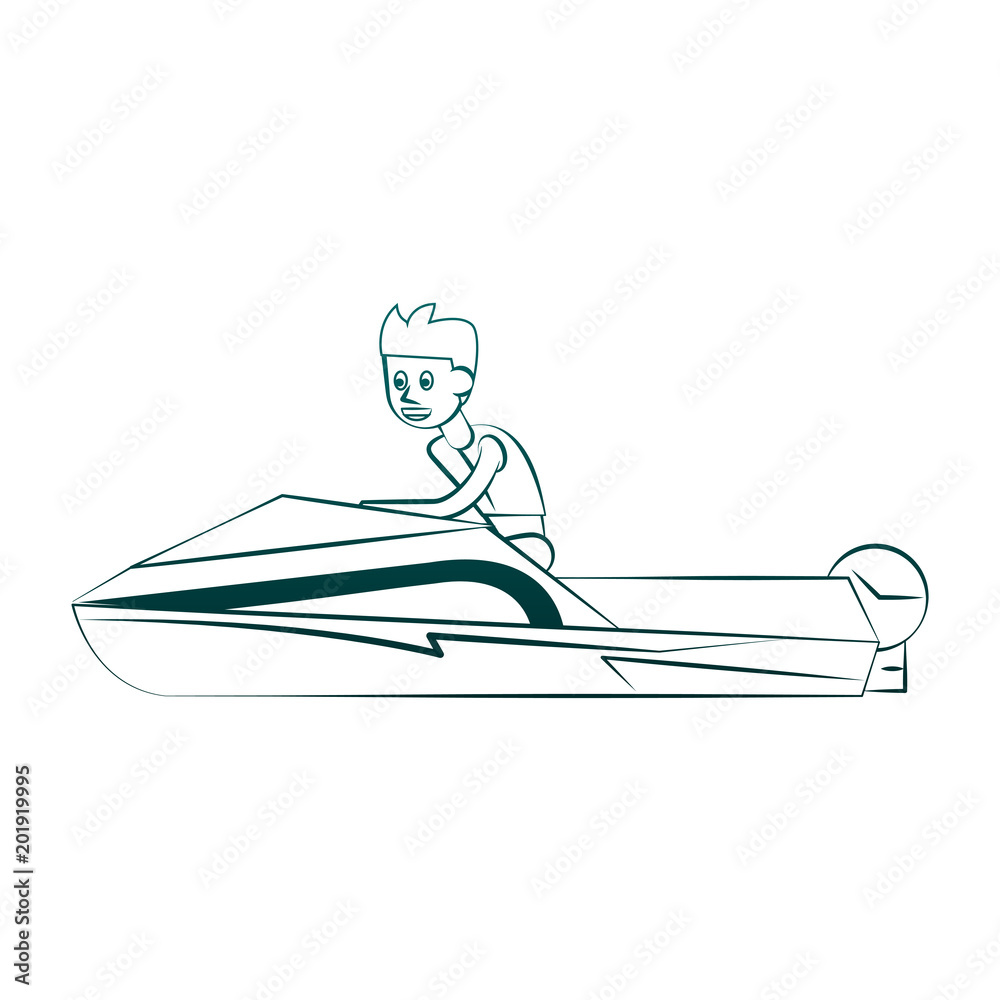 Racing sport boat Water sport cartoon vector illustration graphic design