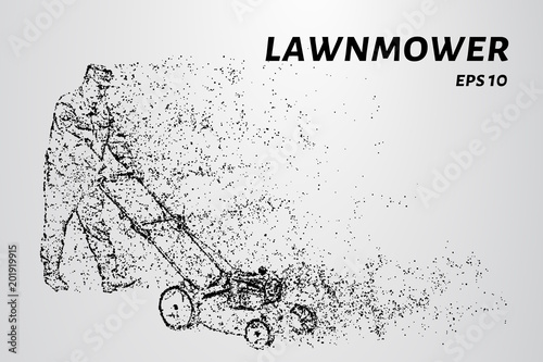 Man mowing grass with a lawn mower.