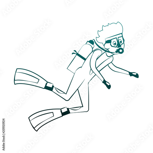 Scuba diving Water sport cartoon vector illustration graphic design