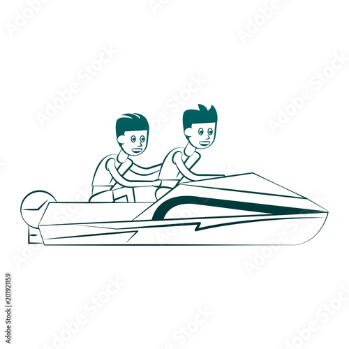 Racing sport boat Water sport cartoon vector illustration graphic design