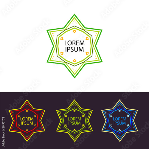 Abstraction illustration 80th. Psychedelic trans logo icon set.