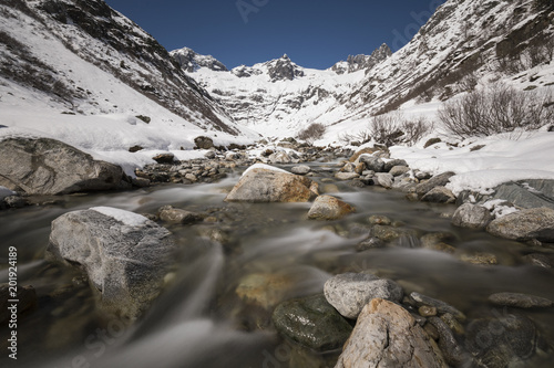 Long exposure of a creek in the Meiental in the Alps in central Switzerland © Fredy Thürig