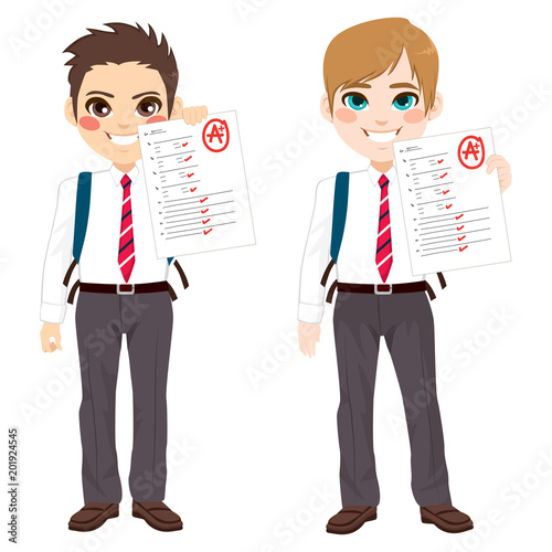 Young student boys showing ...