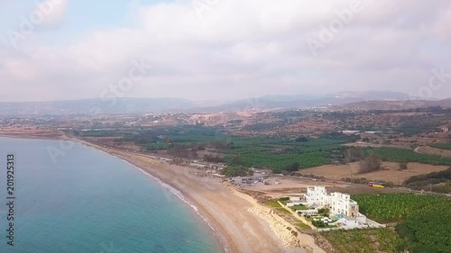 Beautiful sea aerial view, drone shot along the coast of Cyprus