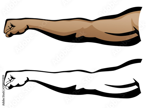 Muscular Arm Extended Fist Punch Vector Illustration