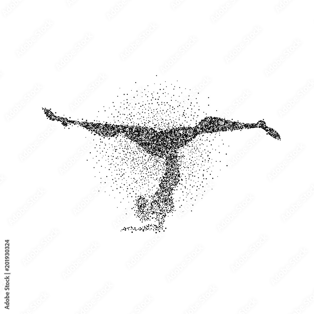 Obraz premium Girl doing yoga silhouette in particle splash