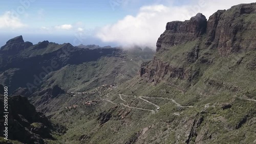 Beautiful aerial panorama of the Tenerife, drone shot along the wild in Canary Islands