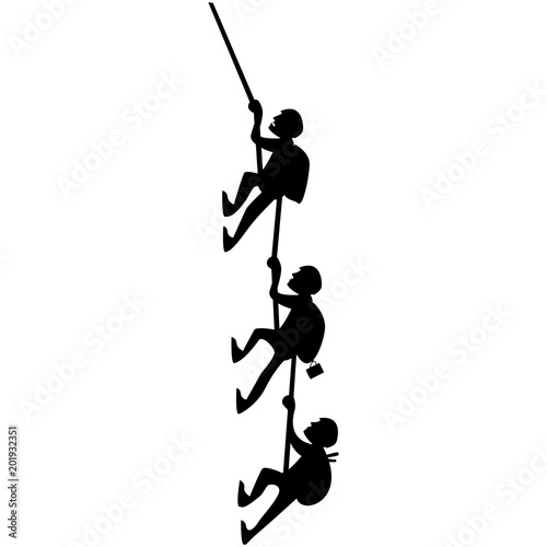 Three silhouettes of climbers