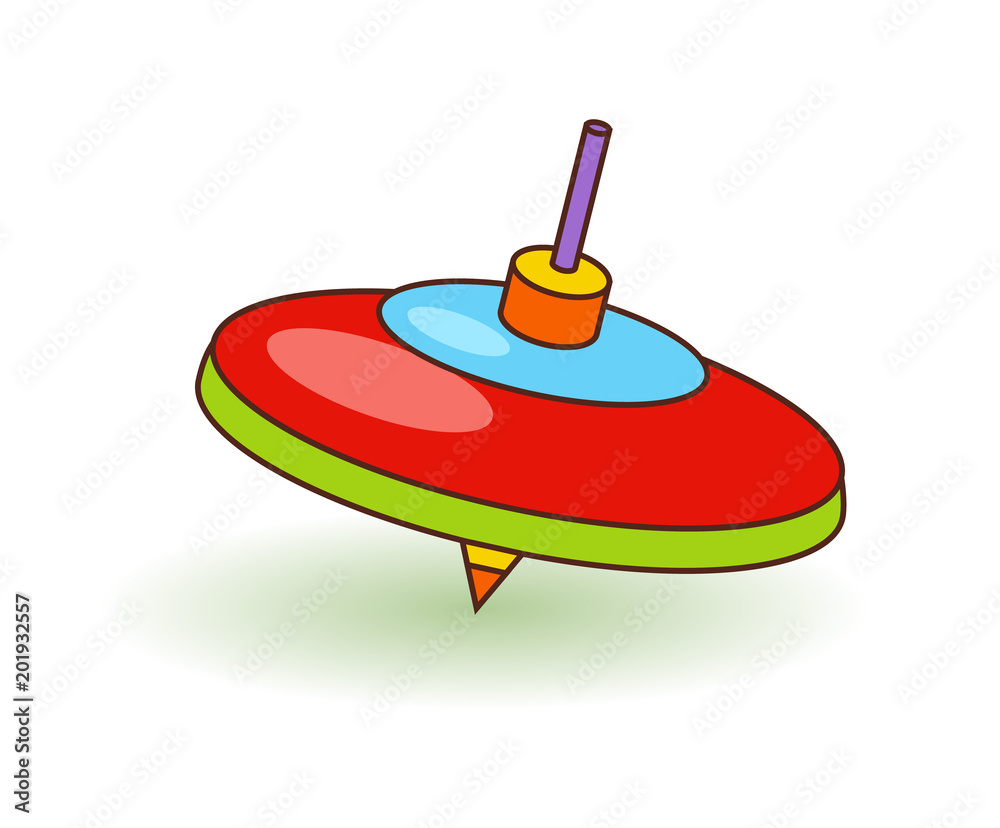 Humming-top children toy. Bright top toy over white vector illustration Humming-top children toy. Bright top toy over white vector illustration