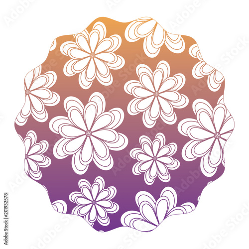 colorful decorative circular frame with beautiful flowers design  vector illustration