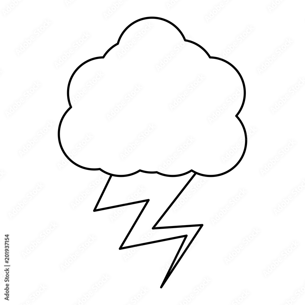 cloud with thunder icon over white background, vector illustration