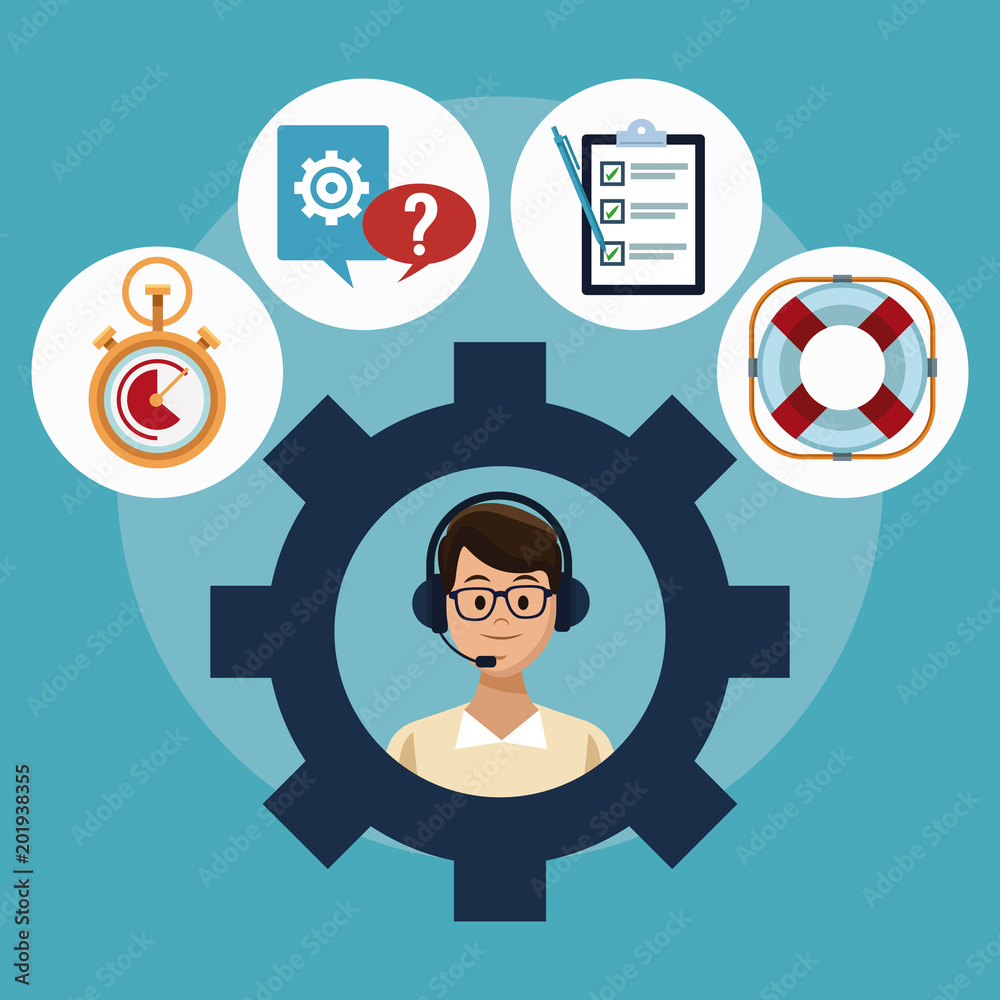 Customer service and support call center concept vector illustration graphic Customer service and support call center concept vector illustration graphic