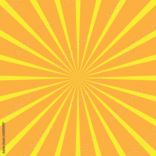 Abstract sun rays on yellow background. Vector.