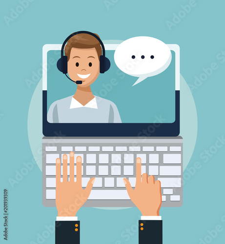Customer service and support call center concept vector illustration graphic