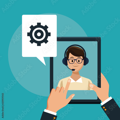 Customer service and support call center concept vector illustration graphic