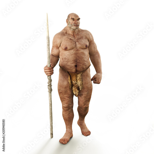Εκτύπωση καμβά Portrait of a male neanderthal prehistoric caveman. 3d rendering