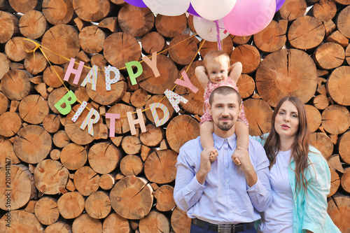 Young family with birthday ...