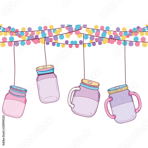 party decoation with glass bottle hanging