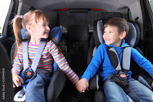 Cute children with fastened...