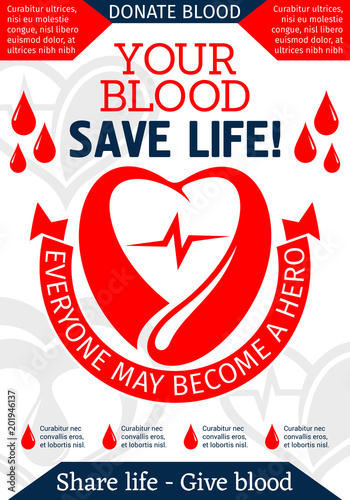 Blood donation poster for health charity design