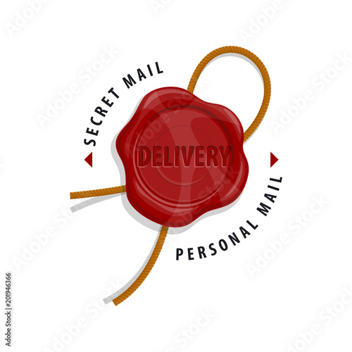 Stamp with sealing wax vector red post seal icon