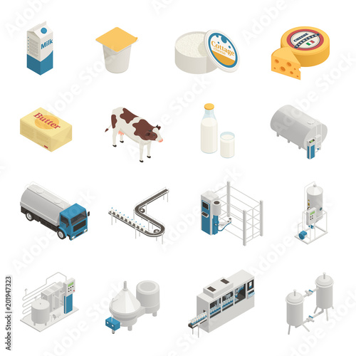 Milk Production Icon Set