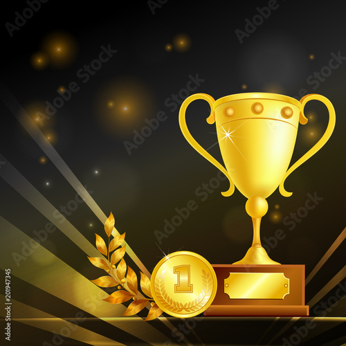 Realistic Trophies Of Winner Composition