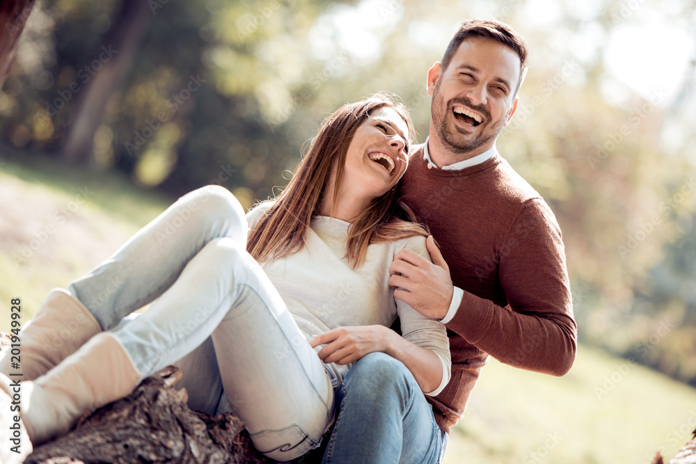 Loving couple in the park Loving couple in the park