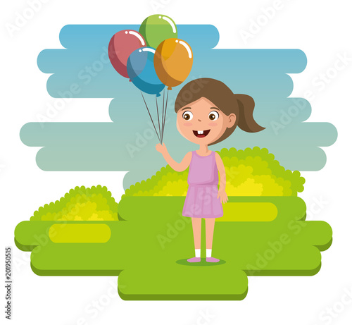 little girl happy character vector illustration design
