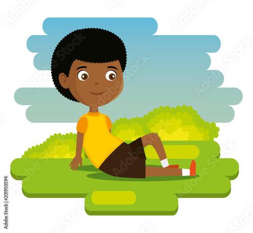 little boy happy character vector illustration design