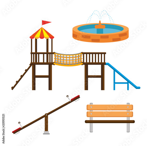 park with kid zone scene vector illustration design