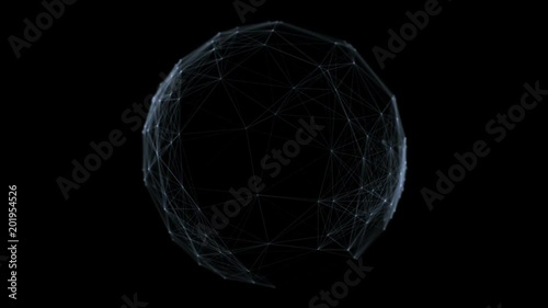 Abstract geometric sphere background with moving lines, dots and triangles. Plexus abstract technology, seamless Loop background photo