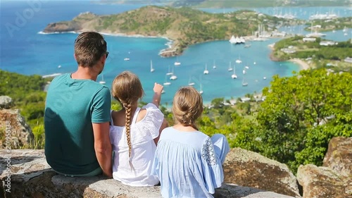 View of English Harbor from Shirley Heights, Antigua, paradise bay at tropical island in the Caribbean Sea