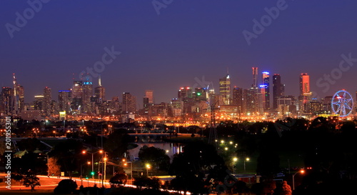 Melbourne cityscape night view Australia © tktktk