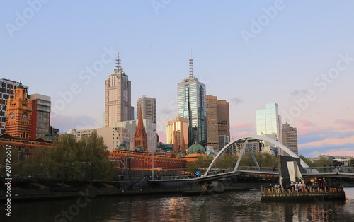 Melbourne waterfront cityscape sunset Australia