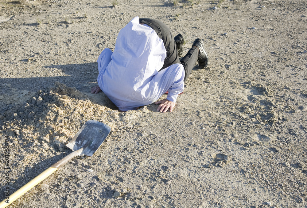 Bury your head in the sand, sayings and concepts. Stock Photo Adobe Stock