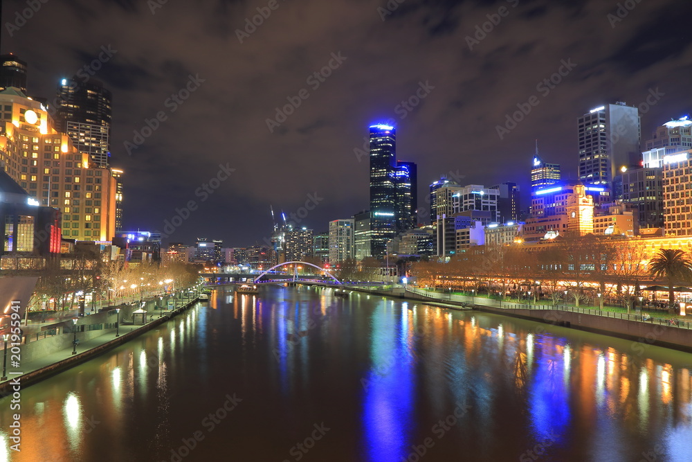 Melbourne night cityscape Australia