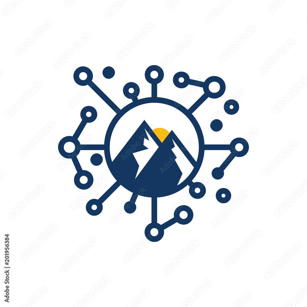 Mountain Network Logo Icon Design Stock Vector | Adobe Stock